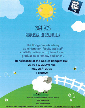 Kindergarten Graduation Wednesday, May 28th at 11:00 a.m.